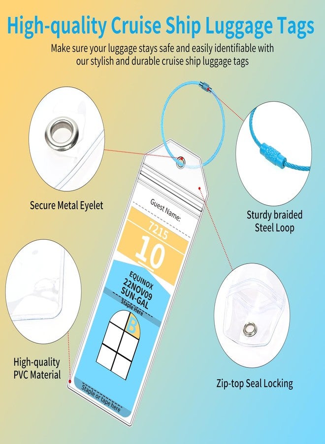 XIANGXING Royal Caribbean Luggage Tag Holders, 10 Pack Zip Seal Clear Cruise Luggage Tag Holder with Steel Loops for Royal Caribbean & Celebrity Cruise Essentials (10 Pcs with 10 Colors Ring) - Image 3